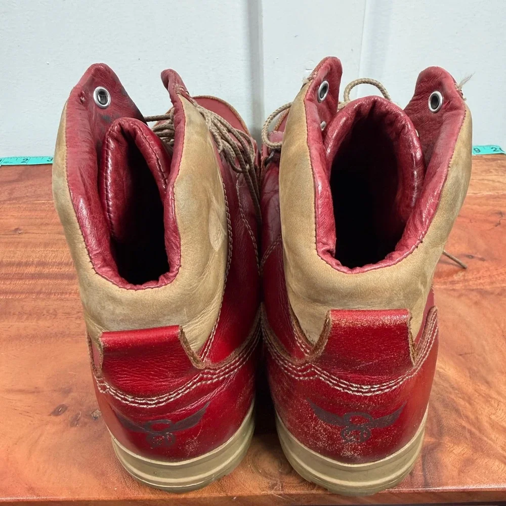 Creative Recreation Mens Red Leather High Top Boots BCR4M30 BS13 Size 12 READ